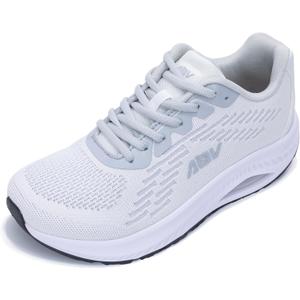 AOV Wide Toe Box Shoes Women Arch Support Walking Shoes Plantar Fasciitis Orthotic Tennis Sneakers (White grey, 10 Wide)
