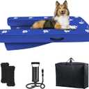 Inflatable Dock Platform, Lagre Dog Boat Ramp Floating Non-Slip Oxford and PVC with Lagre Water Ramp for Dogs Pool, Dock, Lake with Traction Rope, Manual Air Pump (4.5ft x 2.8ft x 6in) L01