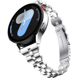 GELISHI 20mm Watch Bands Compatible with Galaxy Watch 7 6 5 4 Band 40mm 44mm for Women, Slim Stainless Metal Band Quick Release Strap for Galaxy Watch 6 Classic 43mm 47mm/Watch 4 Classic 42mm 46mm (Silver)