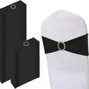 150 Pack Spandex Stretch Chair Sashes Bows, Elastic Stretch Chair Cover Bands Ties with Buckle Slider for Wedding Party Ceremony Reception Event Banquet Decoration (Black)