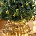 24 Inch Christmas Tree Collar for 7.5 ft Artificial Trees LED Lighted Vine Tree Skirt Woven Rattan Trees Base Cover Basket Rustic Farmhouse Holiday Xmas Decoration