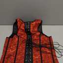 Mens Corset Vest Wasit Trainer Red Print Medieval Waistcoat Lace Up Bones Formal Tops Wedding Stage (X-Large)