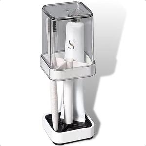 Toothbrush Holder with Cup/Cover Contains 3 Slots, Compatible with Conventional Toothbrushes, Can Store Toothpaste (Rectangle) (Cream Color A(vertical))
