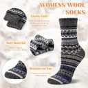 Justay 5 Pairs Wool Socks for Women - Winter Thick Boot Cozy Crew Vintage Soft Calf Knit Warm Socks Gifts (One Size, Blue Green Black Dark Grey Light Grey)