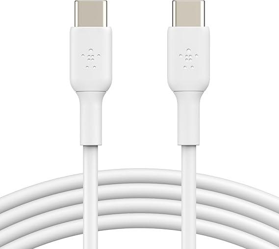 Belkin USB-C to USB-C Fast Charging Cable (1M/3.3ft) for iPhone 16, iPhone 16 Pro, iPhone 16 Pro Max, iPhone 16 Plus, Galaxy S25, S24, Note, Pixel, iPad Pro, Nintendo Switch 2, Carplay & More - White 2 Pask