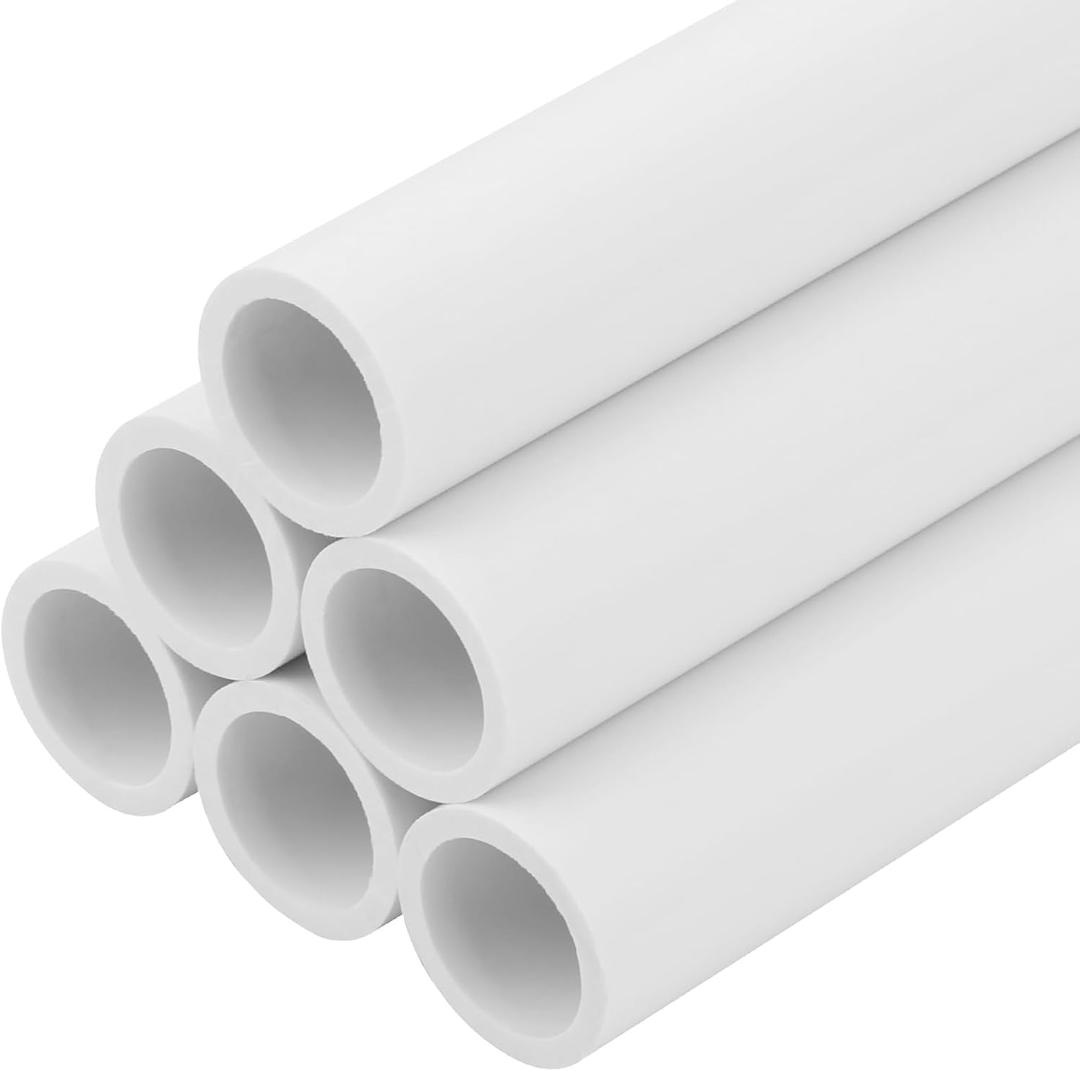 6Pcs 1/2 Inch PVC Pipe 17" Long Sch40 Industrial Pipes for Home DIY, Greenhouse, Garden, Farm, Workshop, Furniture Grade, White (0.50" x 17"L)