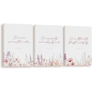 BIWSHA Baby Girl Nursery Decor, Wildflower Nursery Wall Art Decor, Girls Christian Flower Floral Wall Art for Pink Girly Bedroom Little Girl Room Bathroom, 11x14
