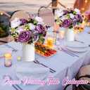 Solsew 3 Sets Artificial Peonies Flower Peony Bouquet with Galvanized Metal Pot Silk Fake Peonies Faux Flower Arrangements for Wedding Table Centerpiece Party Home Room (Purple)