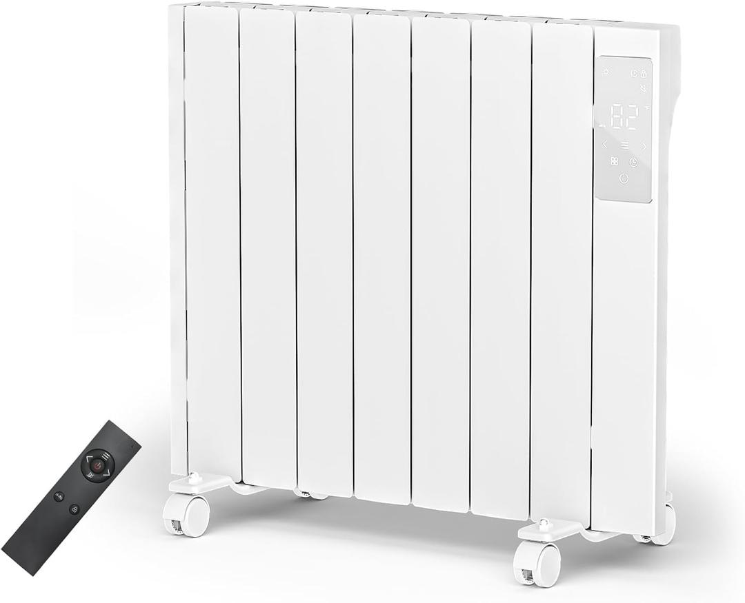 BREEZEHEAT Convection Panel Heater 1500W, Energy Efficient Electric Heater for Indoor Use w/Remote Control, 2-in-1 Wall Mount & Freestanding, Silent Operation, Slim Design for Large Room (White)
