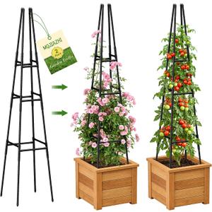 Garden Obelisk Trellis for Climbing Plants Outdoor, 63 Inch Height Adjustable Gardening Trellis, Steel Plastic Coated Plant Support for Indoor & Outdoor Multiple Climbing Plants(1PCS) (black)