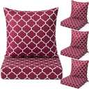 Hoteam 4 Set Outdoor Chair Patio Cushions 20 x 20 Inch Deep Seat Waterproof Chair Cushions for Patio Furniture Set Replacement Removable Seat and Back (20 x 20 Inch,Maroon Lantern)