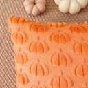 Kevin Textile Fall Pumpkins Pillow Covers 18x18 Inch Set of 2 Cute Autumn Decorative Square Pillowcases Soft Faux Fur Cushions Harvest Gift for Couch Sofa Chair Bedroom Home Decor, Orange