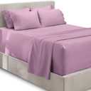 Hearth & Harbor Extra Deep Pocket Queen Sheets Sets - Fits Mattress 18-24 Inches Deep - Extra Deep Pocket Sheets - 6 Piece Queen Size - Lavender Dream