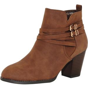 TRENDSUP Collection Women Fashion Booties (7.5, Brown)