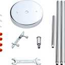 3 Pack Replacement 5.1 Inch Light Canopy Kit with 11.8" Hanging Rod,Chrome Finish Replacement Cover Plate for Chandelier, Pendant Light, Swag Light, Ceiling Fan, Flower Basket or DIY Projects