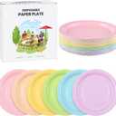Kochorie 60 Pieces Pastel Rainbow Disposable Paper Plates 9 Inch Heavy Duty Dinner Plates, Solid Color, Table Decorations Party Supplies for Birthdays, Weddings, Daily Use
