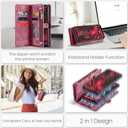 GooodiDEAR for Samsung A25 Case, Shockproof Card Holder Flip Magnetic 2-in-1 Detachable Zipper Slots Wallet Cover for Samsung Galaxy A25 5G, Anti-Scratch Leather TPU Bumper Luxury Purse Holster, Red