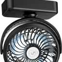 Portable Camping Fan, Small Tent Fan with Hanging Hook, 40 Working Hours Rechargeable USB Battery Fan with LED Lights for Desk, Bedroom, Travel & Emergency Kit (5.5")