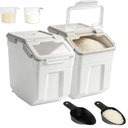Saim 2 Pack 50lb Flour & Rice Storage Container, Rice Bucket (Grey)