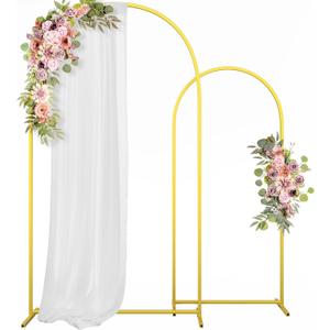 Metal Arch Backdrop Stand Wedding Arch Frame Set of 2 (7.2FT,6FT) Gold Backdrop Arch Stand for Wedding Ceremony Birthday Party Baby Shower Graduation Ceremony Decoration