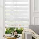 Zebra Roller Shades, Cordless Zebra Blinds for Window, Dual Layer Roller Window Blinds for Indoor, Light Control Light Filtering for Day and Night, 34''W X 47''H, White