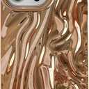 Caseative for iPhone 14 Pro Max Case,Pleated Water Ripple Chrome Wave Pattern Soft Phone Case (Gold)