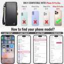 Defencase Compatible with iPhone 16 Pro Max Case Wallet with RFID Blocking Card Holder for Woman Men, PU Leather Magnetic Snap Flip Zipper Strap Wallet Phone Case Fit for iPhone 16 Pro Max 6.9", Black