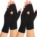 2 Pairs Arthritis Compression Gloves for Women Men, Carpal Tunnel Pain Relief, Fingerless for Typing Both Hands (Medium, Black1+black1)