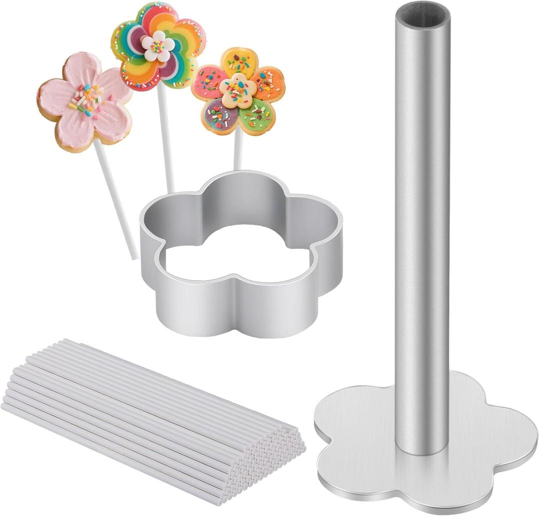 Cake Pop Mold Kit,Cake Pop Cutter, Pusher, 100pcs Cake Pop Sticks, Durable Cake Pop Maker for Cakepops, Lollipops, Chocolates, Candies & Cookies