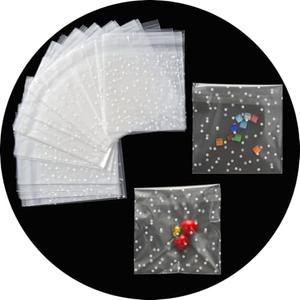 Funstreet 200 Pcs 5.5x5.5" Self Sealing Cellophane Bags Clear Cookie Cellophane Treat Bags with Seal, White Polka Dot Pack Of 2