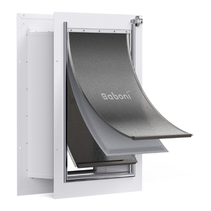 Baboni Pet Door for Wall,3-Flap,Steel Frame and Telescoping Tunnel, Aluminum Lock, Double Flap Dog Door and Cat Door, Strong and Durable (Pets Up to 100 Lb) -Large, 14 1/4"W x 21 1/16"H