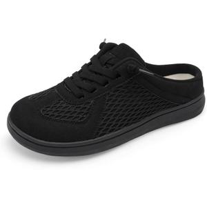 LeIsfIt Mules for Women Wide Slip-on Mule Shoes Breathable Walking Shoes Comfortable Backless Sneakers with Removable Sole, Black, 40
