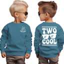 GLIGLITTR 2nd Birthday Sweatshirt for Boy Two Cool Birthday Outfit 2 Year Old Toddler Boy Second Bday Party Long Sleeve Shirt(Blue, 2T)