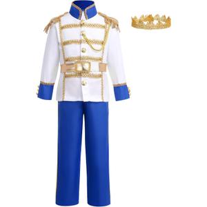 ODOLDI Boys Prince Charming Costume Kids Medieval Royal Prince Outfit Toddler Prince King Halloween Birthday Fancy Dress Up Costumes