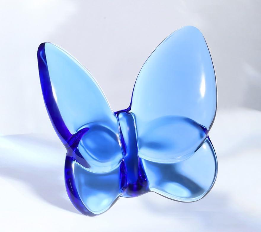 DUQGUHO Butterfly Gifts Decor Blue Butterflies Crystal Glass Figurines Flying Crystal Animal Collectible Desk Home Bedroom Office Decoration