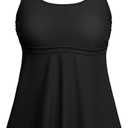 Yonique Tankini Top for Women Bathing Suit Top No Bottom Modest Swimsuit Top Only Tummy Control Swim Tank Top (Large, Black)
