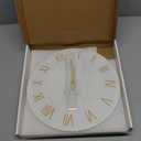 White Small Wall Clocks Battery Operated Marble Analog Clock for Bedroom 12 Inch Round Silent Wall Clock Modern