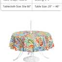 LVTXIII Outdoor/Indoor Round Tablecloth, Patio Stain Resistant Table Covers with Umbrella Hole Picnic Table Cloth with Zipper for Patio Garden Buffet Table Decoration, 60", Round, Paisley Multi