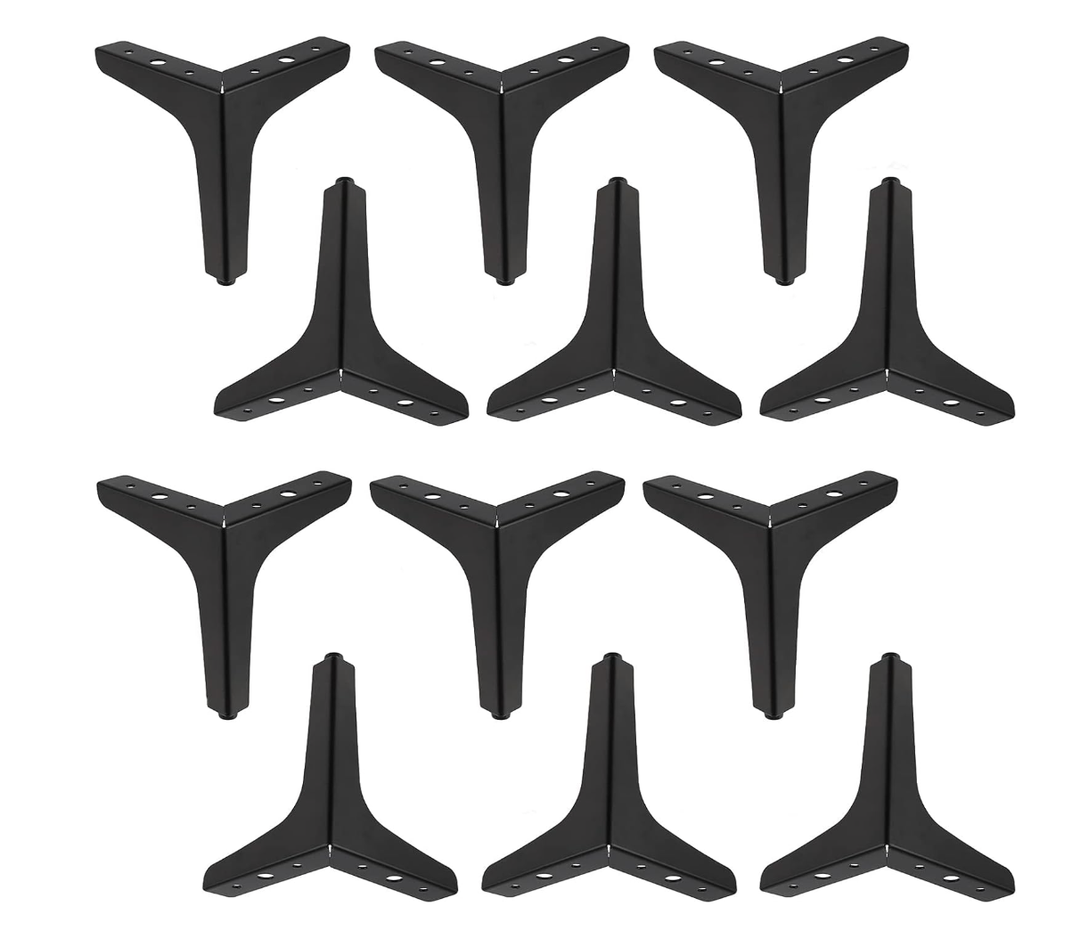 HAKZEON 12 PCS 6 Inches Height Triangle Furniture Legs, Modern Triangle Furniture Sofa Feet, Triangle Metal Furniture Feet for Cabinet Table Cupboard Sofa Chair, Silver