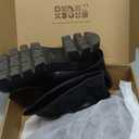 VOMIRA Women's Fold Over Boots Slouchy Boots Wide Calf Pleated Platform Boots Glitter Metallic Silver Boots Chunky Stacked Boots Mid Calf Boots (9.5, 2black)