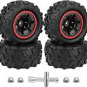 HobbyPark 135mm 5.31" Tall Pre-Glued 12mm Hex RC Truck Wheels and Tires Set for 1/10 Traxxas Hoss 4x4 Stampede 2wd VXL Redcat Volcano EPX Pro 2s 3s 4s Lipo Brushless Systems