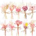10 Pack Dried Flower Bouquets Pink Series Natural Dry Flowers Combination with Stem Boho Wedding Decor Artificial Floral Embossing Flower Bundles for Craft Vase, Table Centerpieces, Proposal Bouquet