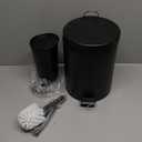 mDesign Metal Steel/Plastic Toilet Bowl Brush/Holder and Round 1.3 Gallon/5L Step Trash Can Combo Set for Bathroom; Holds Trash, Recycling, Deep Cleaning, Mirri Collection, Black