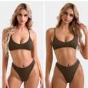 SUUKSESS Women High Waisted Thong Bikini Set Reversible String 2 Piece Swimsuit (Medium)