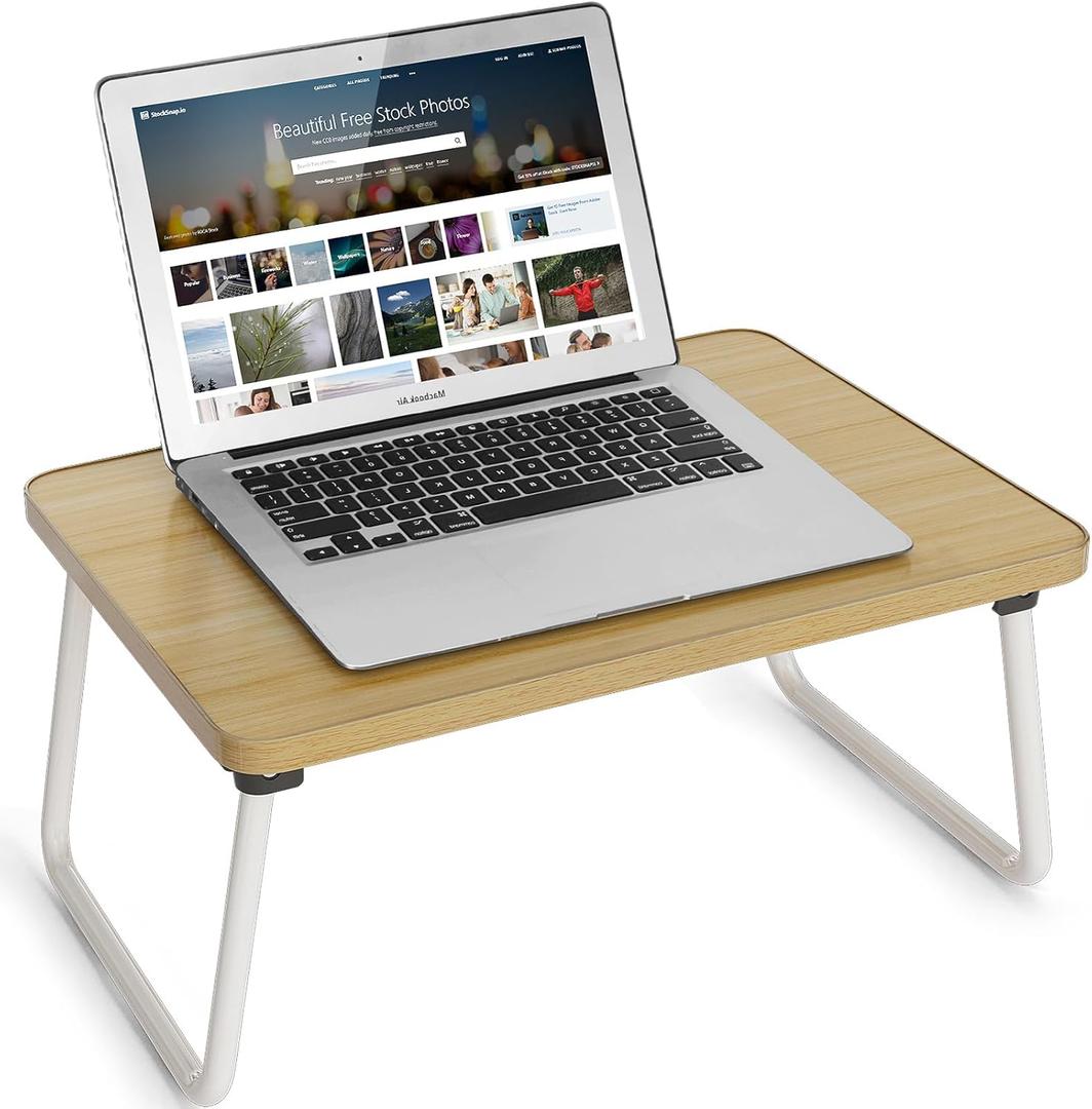 Lap Desks Laptop Tray for Bed or Couch, Breakfast Serving Tray with Folding Legs,Portable & Lightweight Mini Table, Laptop Stand for Working, Reading and Writing,Beige