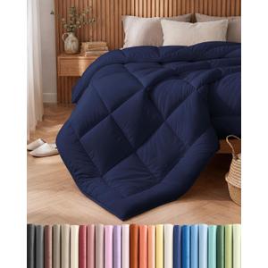 Queen Size, Navy Blue Alternative Down Comforter - Warm, Lightweight & Breathable Hotel Quality Bedding for Men, Women, Kids and Teens - All Season Oversized Cooling Microfiber Duvet Insert Comforter