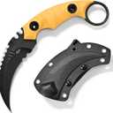 C1691N Fixed Blade Knife,D2 Steel Nylon Fiberglass Handle Outdoor Claw Knife for Survival, Hiking, Camping with Kydex Sheaths(Yellow)