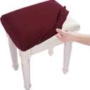 BUYUE Luxury Vanity Bench Stool Cover, (15"- 20") L x (11.8"- 15.7") W Rectangle Small Bench Stretch Jacquard Washable Slipcover (XS, Burgundy)