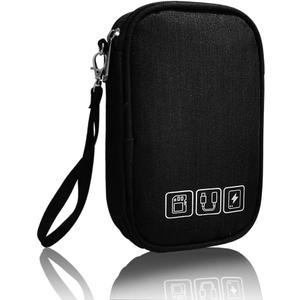 Electronic Organizer Bag Cable Organizer Travel Cord Organizer Case Pouch Portable Carrying Case for Charger Hard Drive Earphone USB SD Card (Black)