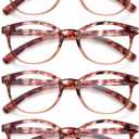 OLOMEE Blue Light Blocking Reading Glasses Women +3.00 Ladies Small Round Readers Blue Ray Circular Cheaters for Small Head/ Face Tortoise Shell 4 Pack